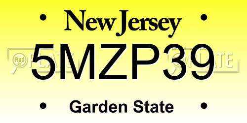 5MZP39 New Jersey License Plate