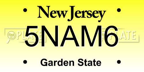 5NAM6 New Jersey License Plate