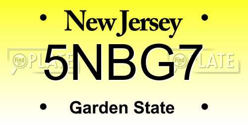 5NBG7 New Jersey License Plate