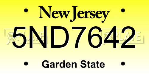 5ND7642 New Jersey License Plate