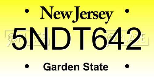 5NDT642 New Jersey License Plate