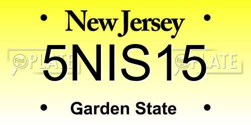 5NIS15 New Jersey License Plate