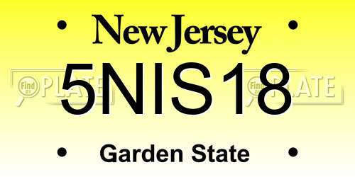 5NIS18 New Jersey License Plate