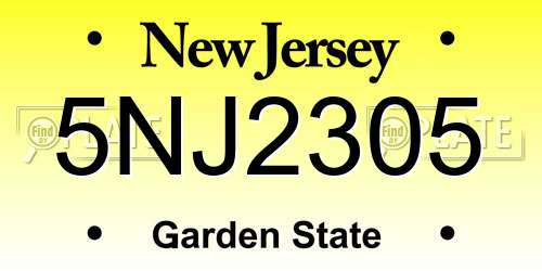 5NJ2305 New Jersey License Plate