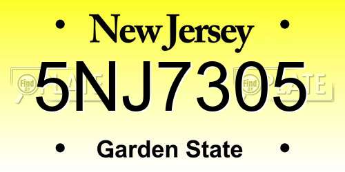 5NJ7305 New Jersey License Plate