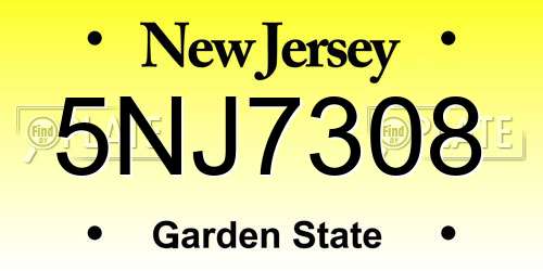 5NJ7308 New Jersey License Plate