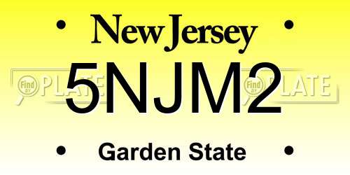 5NJM2 New Jersey License Plate