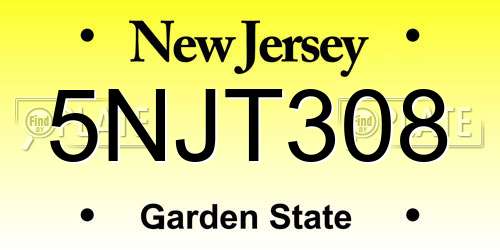 5NJT308 New Jersey License Plate