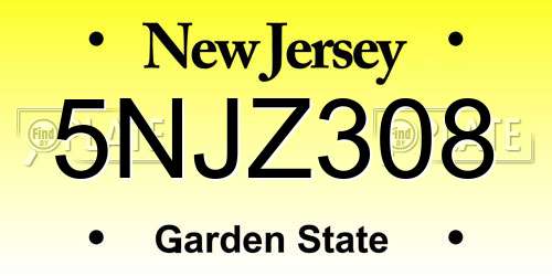 5NJZ308 New Jersey License Plate
