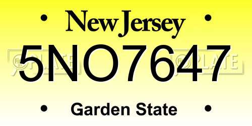 5NO7647 New Jersey License Plate
