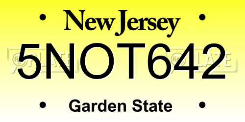 5NOT642 New Jersey License Plate