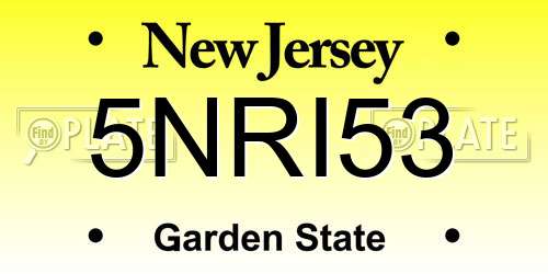 5NRI53 New Jersey License Plate