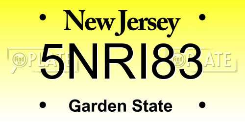 5NRI83 New Jersey License Plate