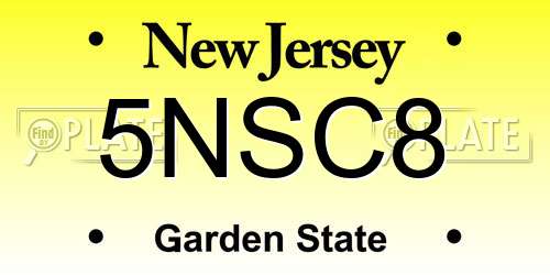 5NSC8 New Jersey License Plate