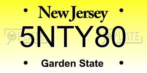 5NTY80 New Jersey License Plate