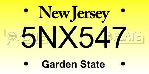 5NX547 New Jersey License Plate