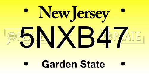 5NXB47 New Jersey License Plate