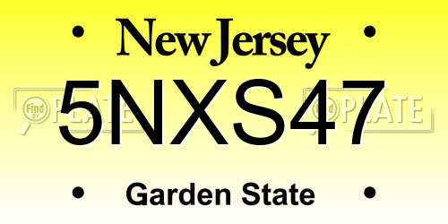 5NXS47 New Jersey License Plate
