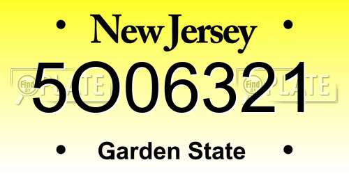 5O06321 New Jersey License Plate