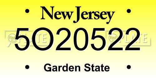 5O20522 New Jersey License Plate
