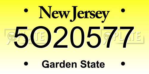 5O20577 New Jersey License Plate