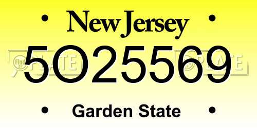 5O25569 New Jersey License Plate