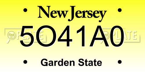 5O41A0 New Jersey License Plate