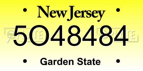 5O48484 New Jersey License Plate