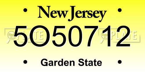 5O50712 New Jersey License Plate