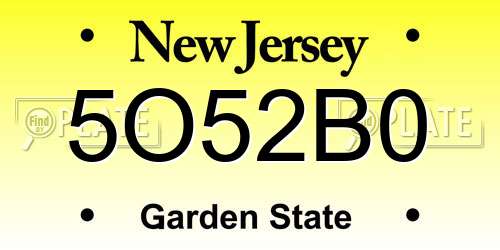 5O52B0 New Jersey License Plate