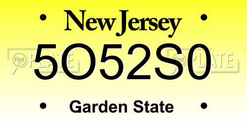 5O52S0 New Jersey License Plate