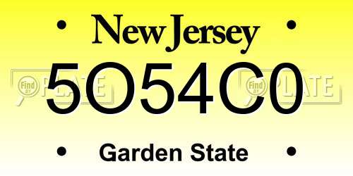 5O54C0 New Jersey License Plate