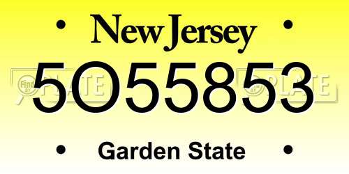 5O55853 New Jersey License Plate