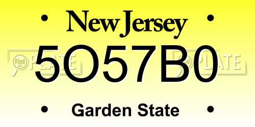 5O57B0 New Jersey License Plate
