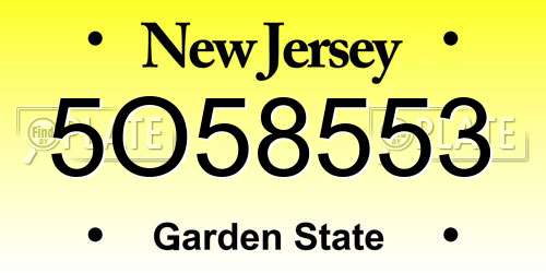 5O58553 New Jersey License Plate