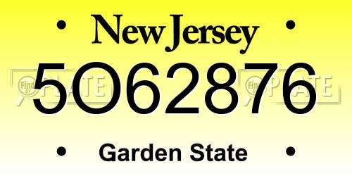 5O62876 New Jersey License Plate