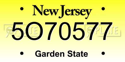 5O70577 New Jersey License Plate