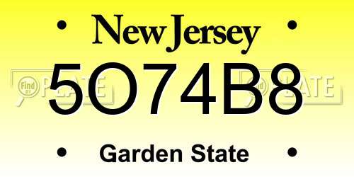 5O74B8 New Jersey License Plate