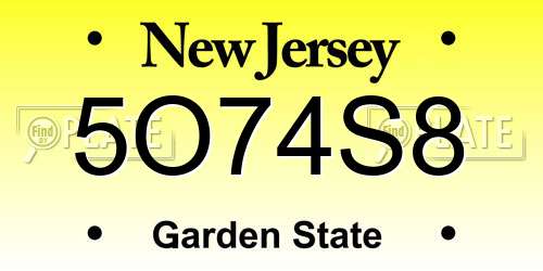 5O74S8 New Jersey License Plate