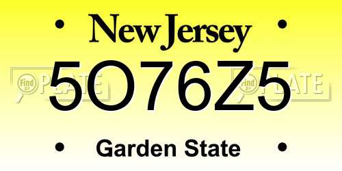 5O76Z5 New Jersey License Plate