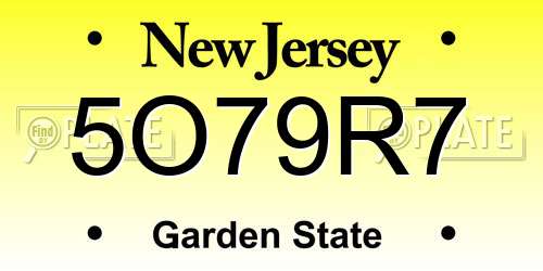 5O79R7 New Jersey License Plate