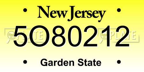 5O80212 New Jersey License Plate