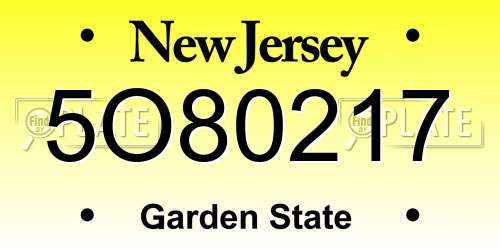 5O80217 New Jersey License Plate