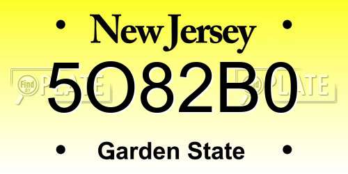 5O82B0 New Jersey License Plate