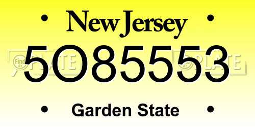 5O85553 New Jersey License Plate