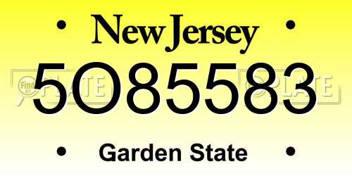 5O85583 New Jersey License Plate