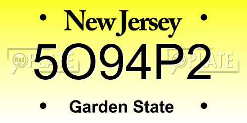 5O94P2 New Jersey License Plate