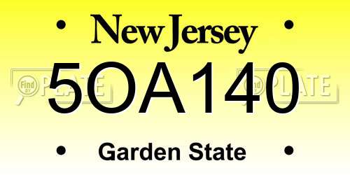 5OA140 New Jersey License Plate