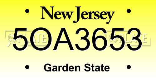 5OA3653 New Jersey License Plate