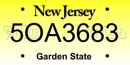 5OA3683 New Jersey License Plate